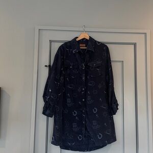 Umgee Dark Blue Shirtdress with Western Design